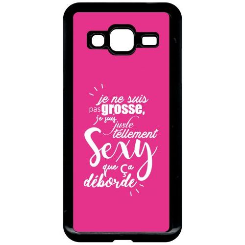 Coque Pour Smartphone - Je Ne Suis Pas Grosse Fond Rose Fushia - Compatible Avec Samsung Galaxy J3 - Plastique - Bord Noir