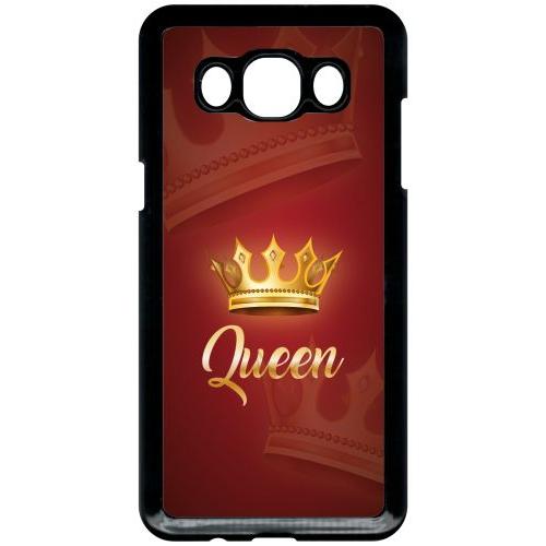 Coque Pour Smartphone - Queen Fond Rouge - Compatible Avec Samsung Galaxy J5 (2016) - Plastique - Bord Noir