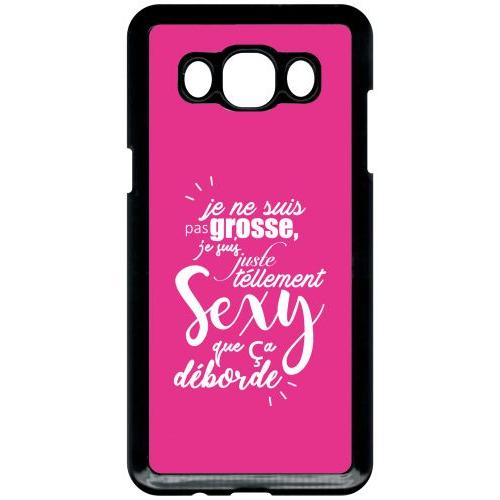 Coque Pour Smartphone - Je Ne Suis Pas Grosse Fond Rose Fushia - Compatible Avec Samsung Galaxy J5 (2016) - Plastique - Bord Noir