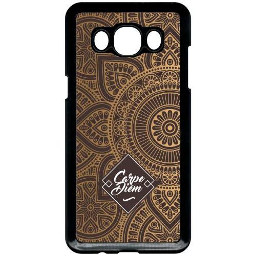 Coque Pour Smartphone - Carpe Diem Modif Orient Fond Marron - Compatible Avec Samsung Galaxy J5 (2016) - Plastique - Bord Noir