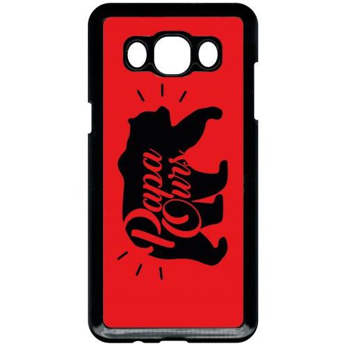 Coque Pour Smartphone - Papa Ours Fond Rouge - Compatible Avec Samsung Galaxy J5 (2016) - Plastique - Bord Noir