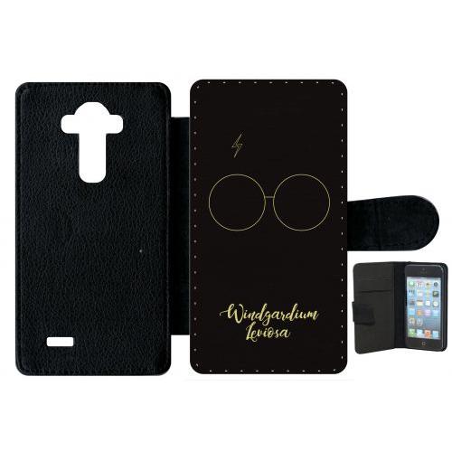 Etui A Rabat - Windgardium Leviosa - Compatible Avec Lg G4 - Plastique - Bord Noir