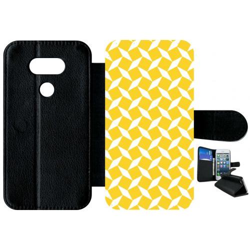 Etui A Rabat - Carreau Jaune - Compatible Avec Lg G5 Se - Plastique - Bord Noir