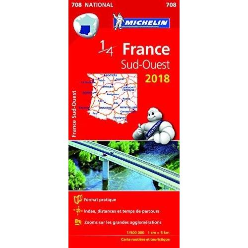 Carte Nationale 708 France Sud-Ouest 2018 1/500,000