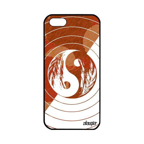 Coque Silicone Iphone 5 5s Se Yin Et Yang Telephone Dessin Cercle Marron A Apple Iphone 5 Iphone 5s Iphone Se
