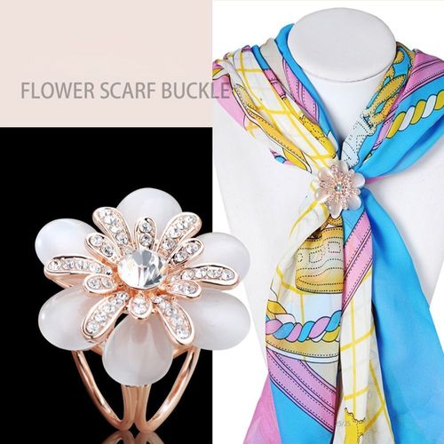 Bijoux DÉcharpe, Foulard Femme Splendide Fleur Boucle En Strass Or Et Nacre