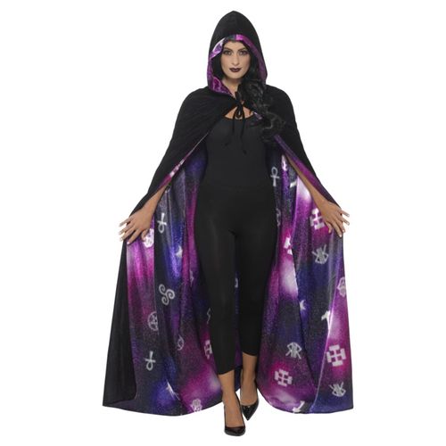 Cape Réversible Galaxie Noir Et Violet Adulte Taille Unique