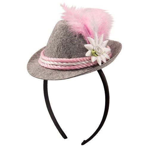 Mini Chapeau Bavarois Gris Et Rose Femme Taille Unique