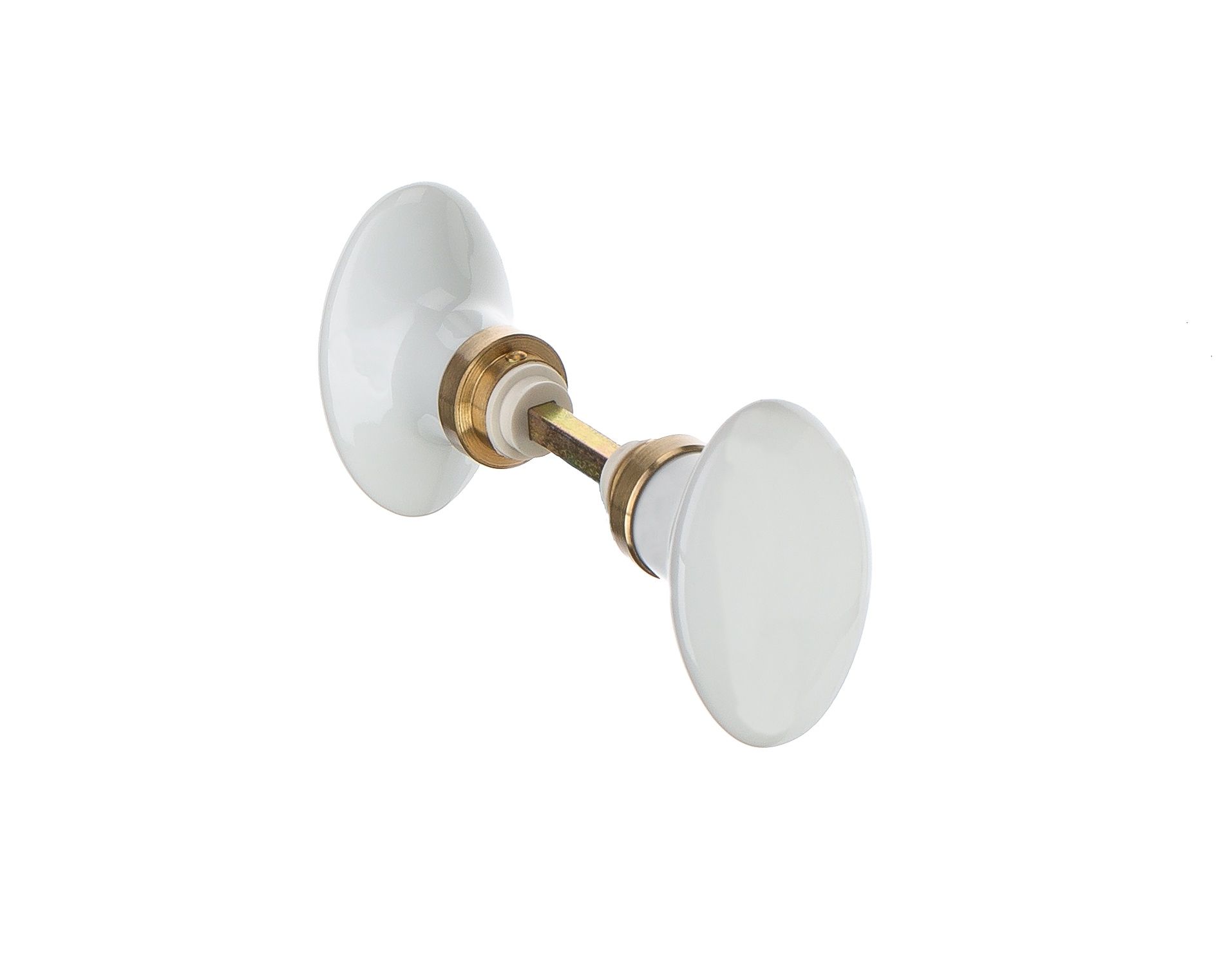 Bouton double ovale en  porcelaine blanche