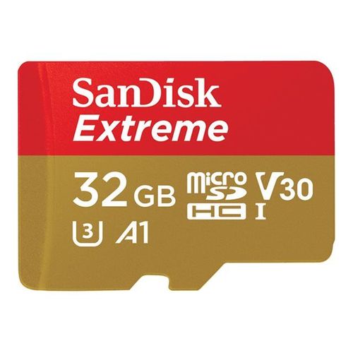 SanDisk Extreme - Carte mémoire flash (adaptateur microSDHC - SD inclus(e)) - 32 Go - A1 / Video Class V30 / UHS-I U3 - microSDHC UHS-I