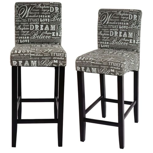 2x Tabouret De Bar Hwc-C33, Chaise Bar   Écriture, Gris, Pieds Foncés, Tissu