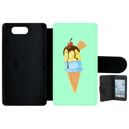 Etui À Rabat Xperia Z3 Compact - Glace Cornet Vert - Simili-Cuir - Noir