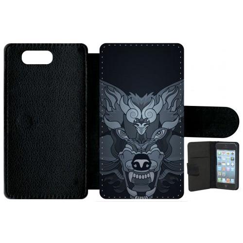 Etui À Rabat Xperia Z3 Compact - Loup Fond Gris - Simili-Cuir - Noir