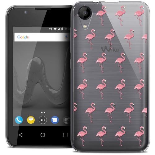 Caseink Coque Pour Wiko Sunny 2 (4 ) Housse Etui [Crystal Gel Motif Hd Collection Pattern Design Les Flamants Roses - Souple - Ultra Fin - Imprimé En France]