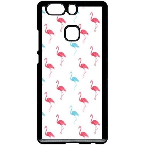 Coque Pour Smartphone - Flamand Rose - Compatible Avec Huawei P9 Plus - Plastique - Bord Noir