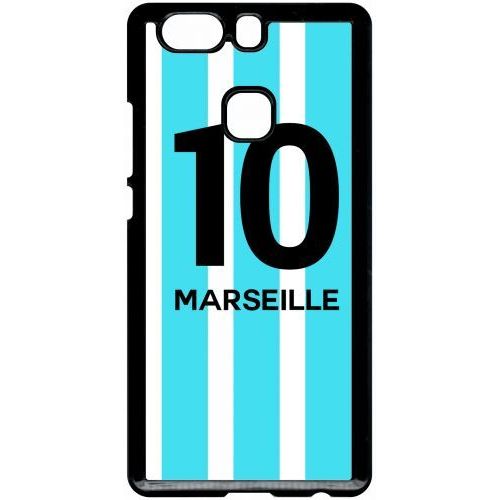 Coque Pour Smartphone - Equipe Maillot Marseille - Compatible Avec Huawei P9 Plus - Plastique - Bord Noir