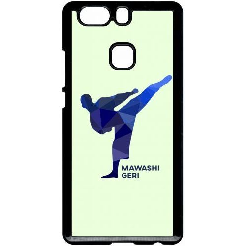Coque Pour Smartphone - Karate Coup De Pied Mawashi Geri - Compatible Avec Huawei P9 Plus - Plastique - Bord Noir