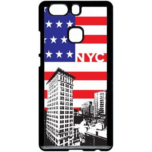 Coque Pour Smartphone - New York City - Compatible Avec Huawei P9 Plus - Plastique - Bord Noir