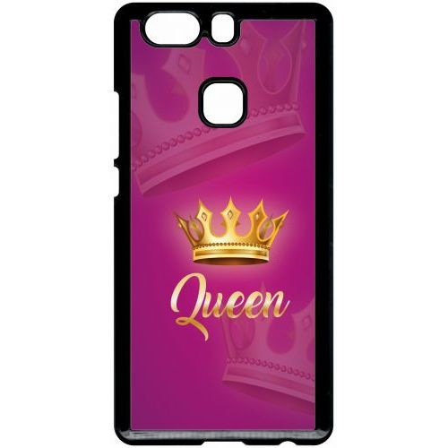 Coque Pour Smartphone - Queen Fond Rose - Compatible Avec Huawei P9 Plus - Plastique - Bord Noir