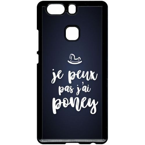 Coque Pour Smartphone - Je Peux Pas Jai Poney Fond Noir - Compatible Avec Huawei P9 Plus - Plastique - Bord Noir