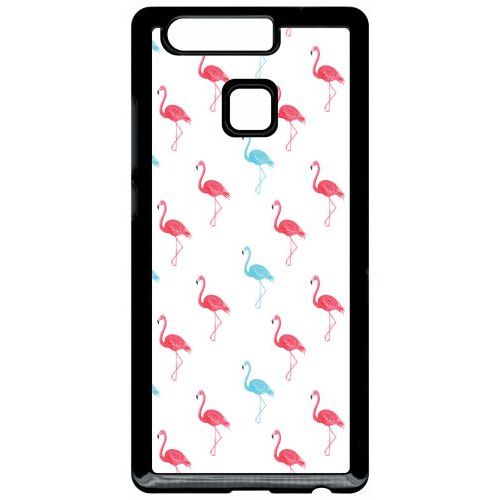 Coque Pour Smartphone - Flamand Rose - Compatible Avec Huawei P9 - Plastique - Bord Noir