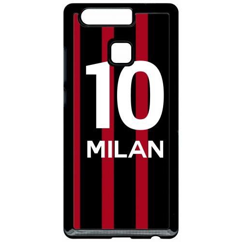 Coque Pour Smartphone - Equipe Maillot Milan - Compatible Avec Huawei P9 - Plastique - Bord Noir