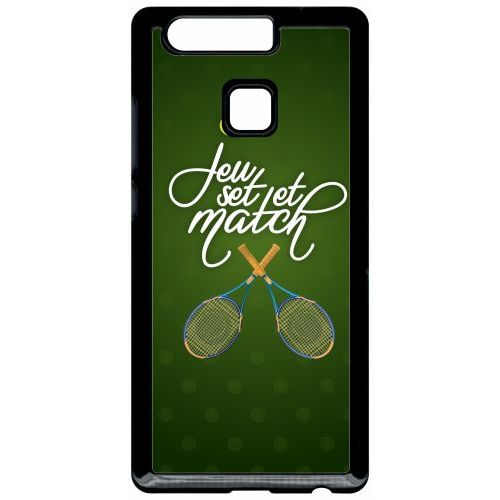 Coque Pour Smartphone - Jeu Set Et Match De Tennis - Compatible Avec Huawei P9 - Plastique - Bord Noir