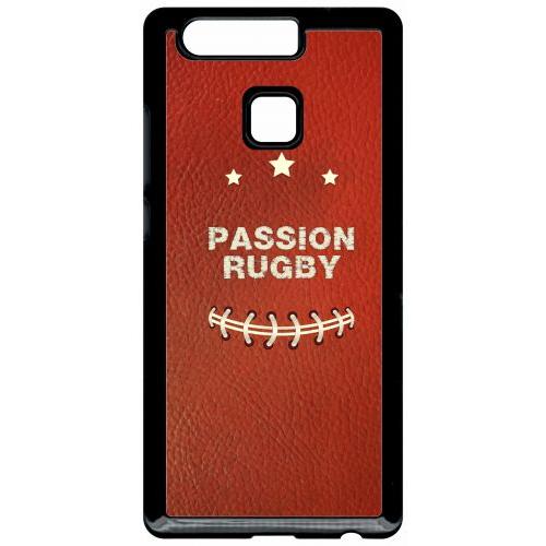 Coque Pour Smartphone - Passion Rugby - Compatible Avec Huawei P9 - Plastique - Bord Noir