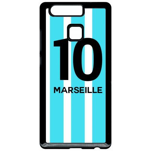 Coque Pour Smartphone - Equipe Maillot Marseille - Compatible Avec Huawei P9 - Plastique - Bord Noir