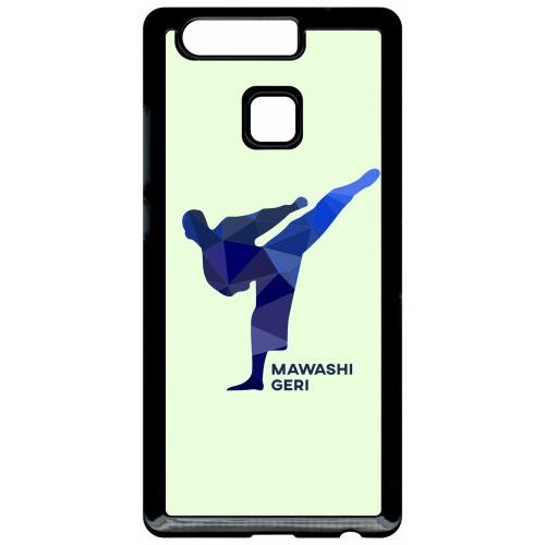 Coque Pour Smartphone - Karate Coup De Pied Mawashi Geri - Compatible Avec Huawei P9 - Plastique - Bord Noir