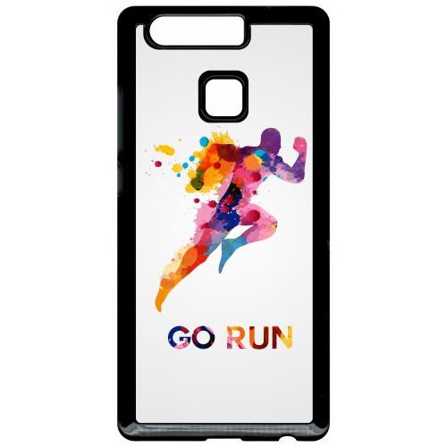 Coque Pour Smartphone - Go Running Motivation - Compatible Avec Huawei P9 - Plastique - Bord Noir