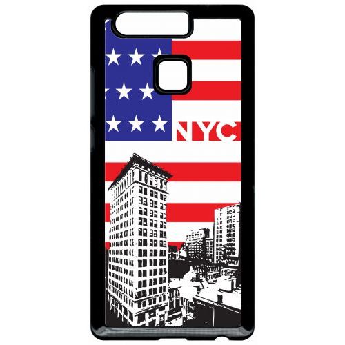 Coque Pour Smartphone - New York City - Compatible Avec Huawei P9 - Plastique - Bord Noir