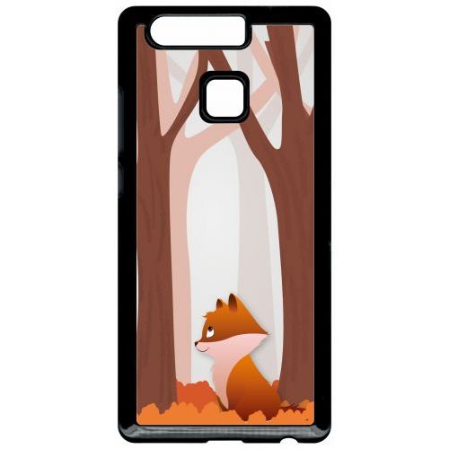 Coque Pour Smartphone - Renard Fond - Compatible Avec Huawei P9 - Plastique - Bord Noir