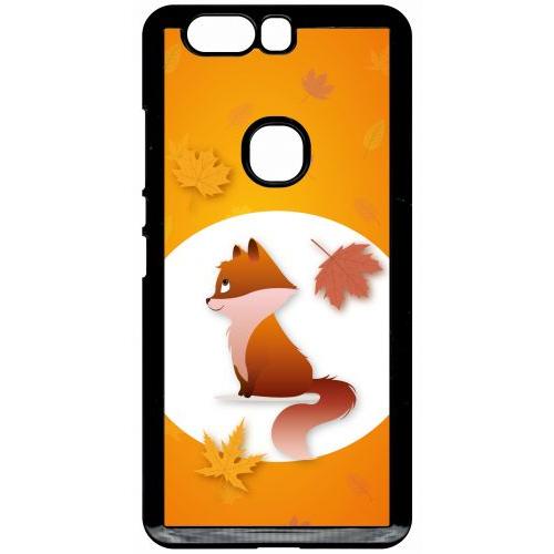 Coque Pour Smartphone - Renard Fond Orange - Compatible Avec Honor V8 - Plastique - Bord Noir