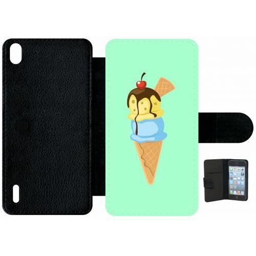 Etui A Rabat - Glace Cornet Vert - Compatible Avec Huawei Ascend P7 - Plastique - Bord Noir