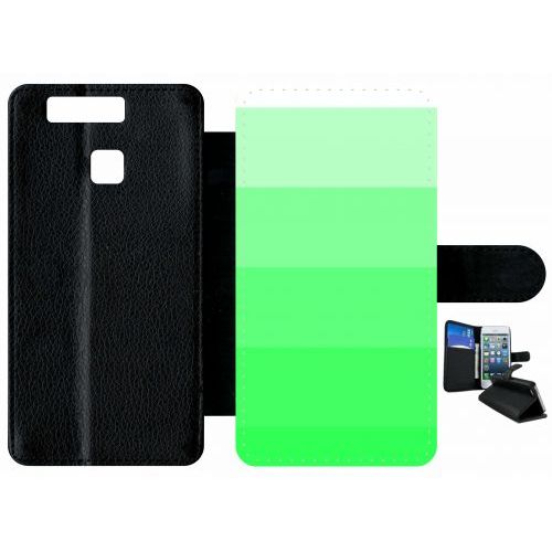 Etui A Rabat - Degrad Vert Fluo - Compatible Avec Huawei P9 - Plastique - Bord Noir