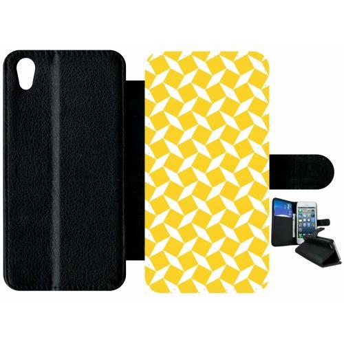 Etui À Rabat Xperia X Performance - Carreau Jaune - Simili-Cuir - Noir