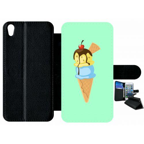 Etui À Rabat Xperia Xa - Glace Cornet Vert - Simili-Cuir - Noir