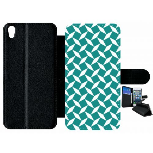 Etui À Rabat Xperia Xa - Carreau Bleu Canard - Simili-Cuir - Noir
