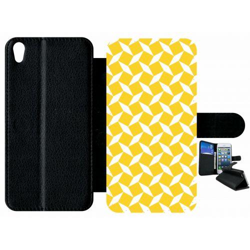 Etui À Rabat Xperia Xa - Carreau Jaune - Simili-Cuir - Noir