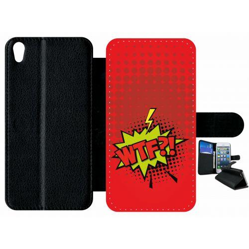 Etui À Rabat Xperia Xa - Wtf Fond Rouge - Simili-Cuir - Noir