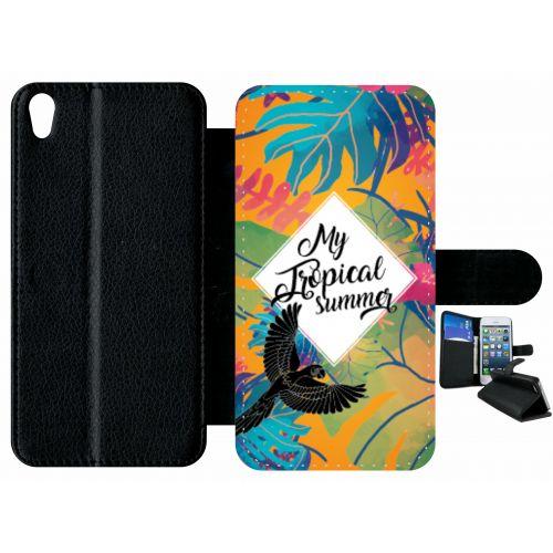 Etui À Rabat Xperia Xa - My Tropical Summer Fond Orange - Simili-Cuir - Noir