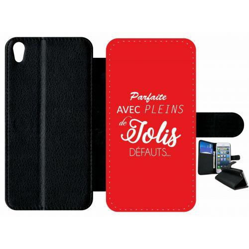 Etui À Rabat Xperia Xa - Parfaite Avec Pleins De Jolis Defauts Fond Rouge - Simili-Cuir - Noir