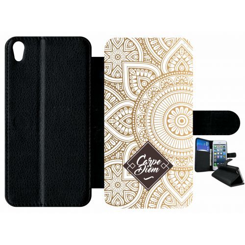 Etui À Rabat Xperia Xa - Carpe Diem Modif Orient Fond Blanc - Simili-Cuir - Noir
