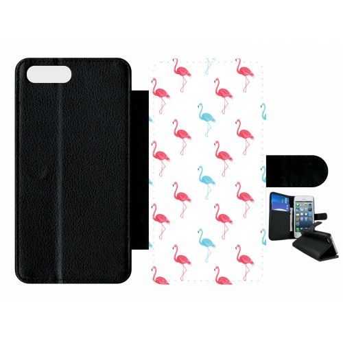 Etui A Rabat - Flamand Rose - Compatible Avec Apple Iphone 7 Plus - Plastique - Bord Noir