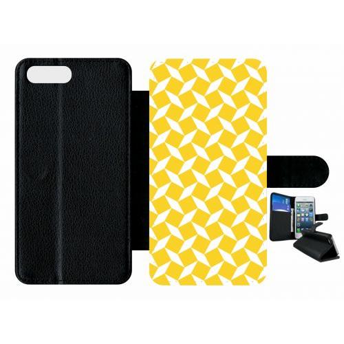 Etui A Rabat - Carreau Jaune - Compatible Avec Apple Iphone 7 Plus - Plastique - Bord Noir