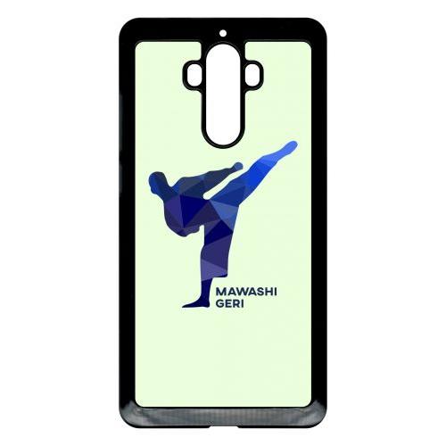 Coque Pour Smartphone - Karate Coup De Pied Mawashi Geri - Compatible Avec Huawei Mate 9 - Plastique - Bord Noir