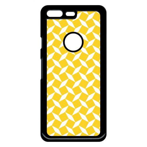 Coque Pour Smartphone - Carreau Jaune - Compatible Avec Google Pixel - Plastique - Bord Noir