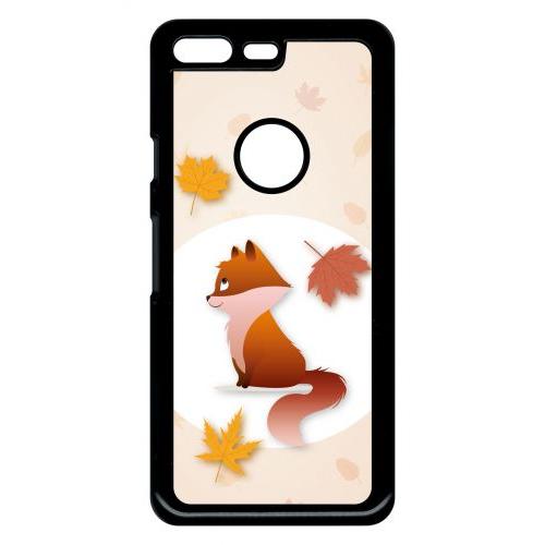 Coque Pour Smartphone - Renard Fond Beige - Compatible Avec Google Pixel - Plastique - Bord Noir