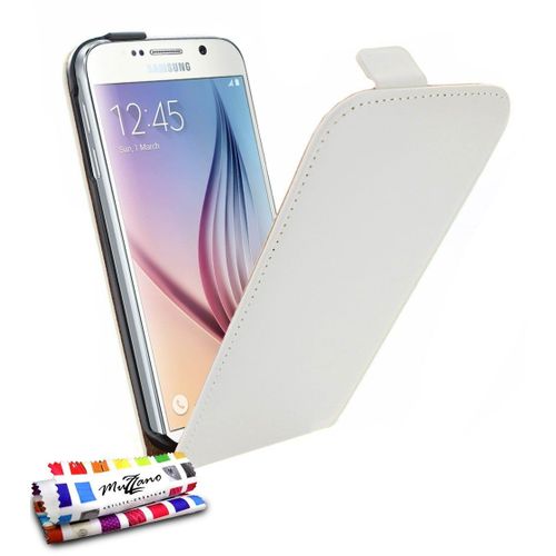 Samsung Galaxy S6 Etui À Rabat Blanc White Cuir Simili Business Design
